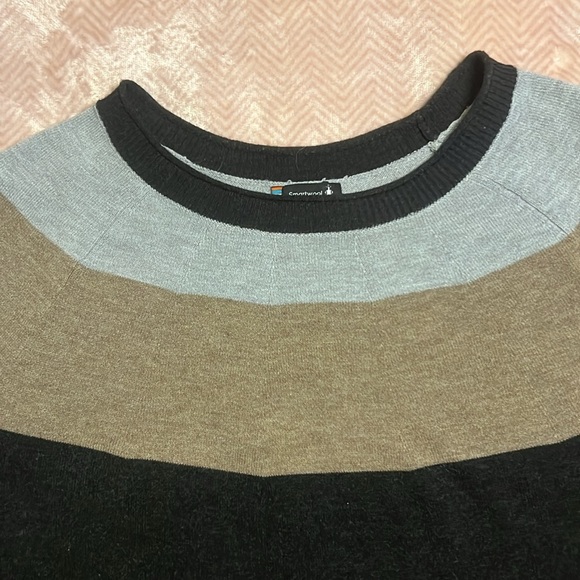 Smartwool Neutral Striped Scoop Neck Lightweight Sweater sz S Soft Wool Blend - Picture 7 of 9